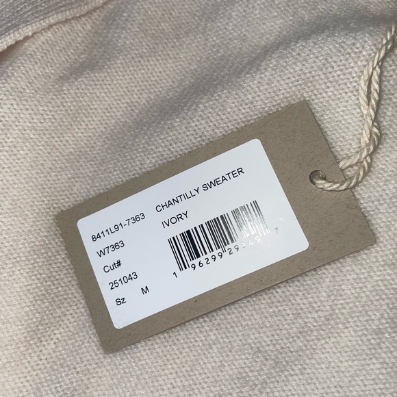 Puff Sleeve Cream Cardigan Sweater - Picture 2 of 2